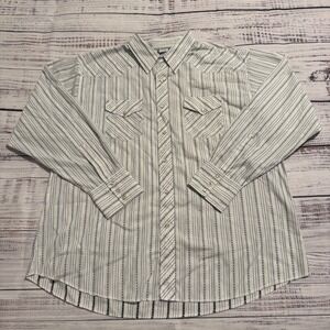 Wrangler Western Pearl Snap Shirt Long Sleeve White and Silver Men's Size XXL